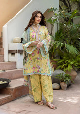 3-PC Unstitched Digital Printed Lawn By Elaf | SAFFROSE